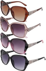 4 Pcs Women Large Sunglasses, UV 400 Glasses Oversized Polarized Sunglasses Classic Trend Ladies Sunglasses Sparkling Large Frame Sunglasses for Women